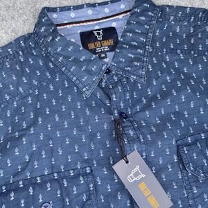 Quilted Giraffe Button Down‎ Shirt Mens 3Xl Blue Roll Tab Sleeve NWT Long Sleeve